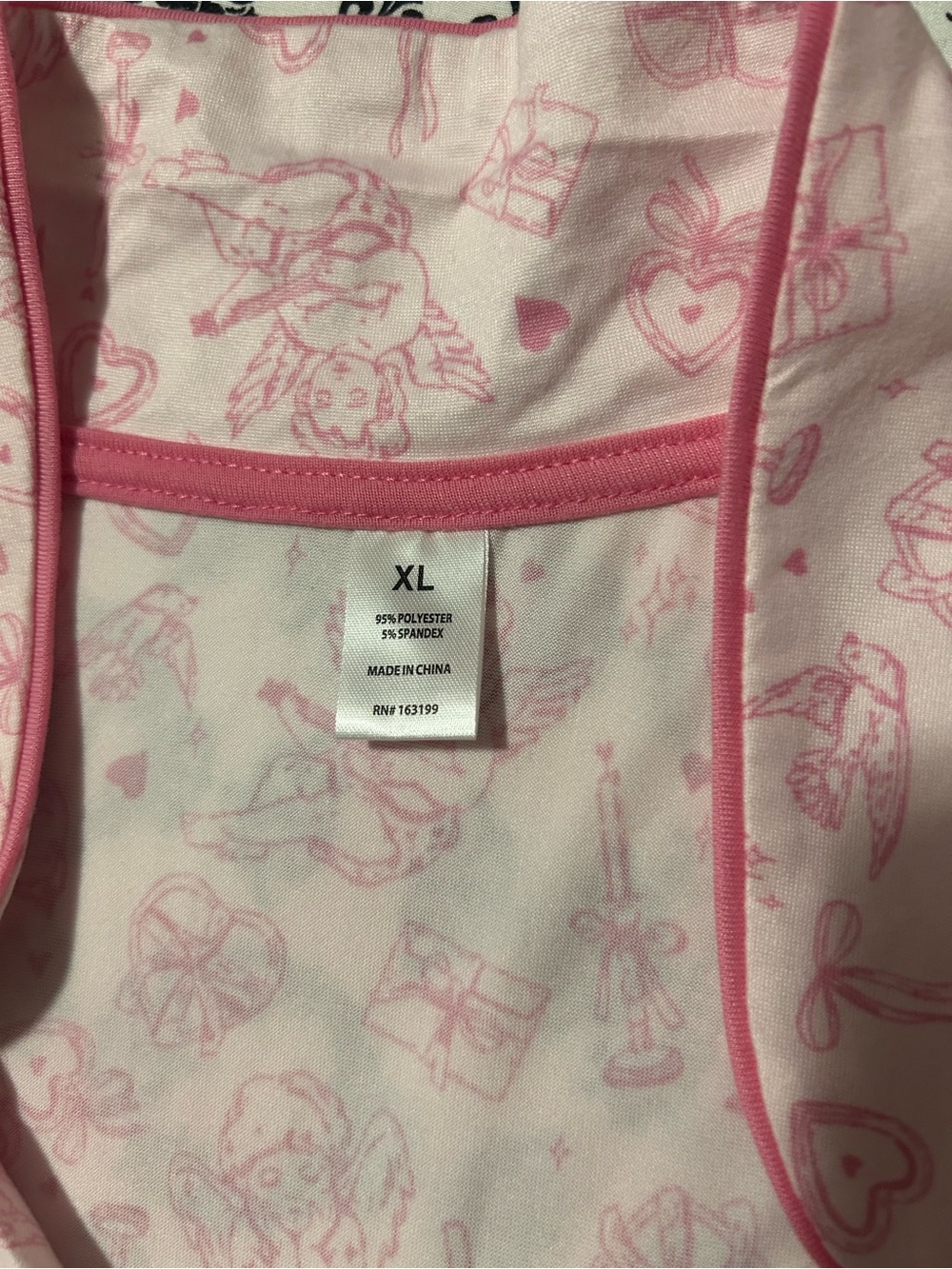 Women's Pink Short-Sleeve Notch Collar Pajama Top - Picture 3 of 3